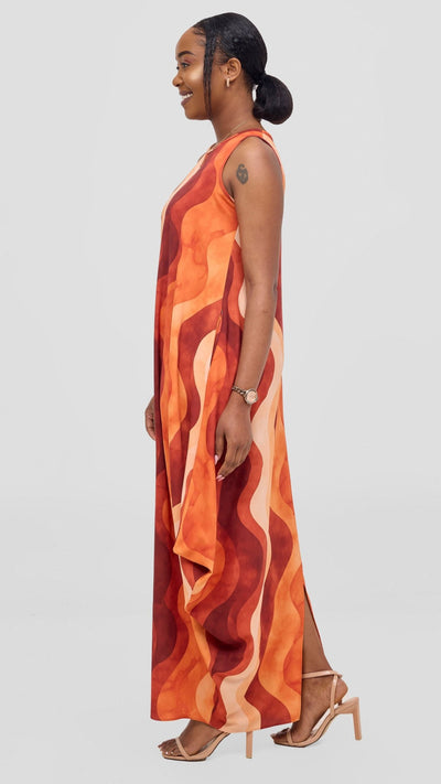 Vivo Seli Maxi Dress - Buttermilk / Rust Loura Print - Shopzetu