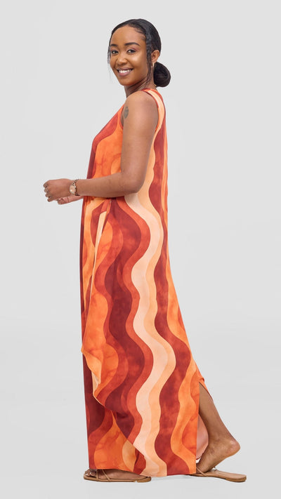 Vivo Seli Maxi Dress - Buttermilk / Rust Loura Print - Shopzetu