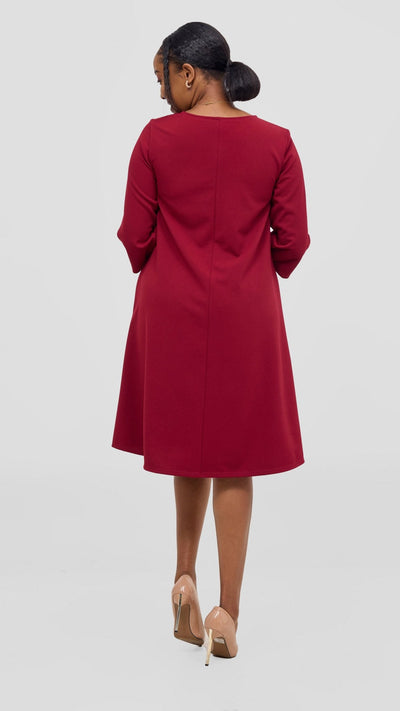 Vivo Imara 3/4 Sleeve Tent Dress - Red - Shopzetu