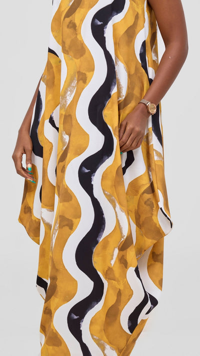 Vivo Seli Maxi Dress - Mustard / Black Loura Print - Shopzetu