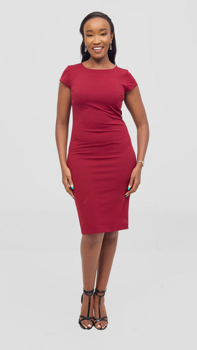 Vivo Imara Cap Sleeve Sheath Dress - Red - Shopzetu