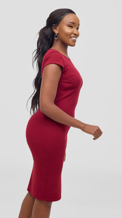 Vivo Imara Cap Sleeve Sheath Dress - Red - Shopzetu