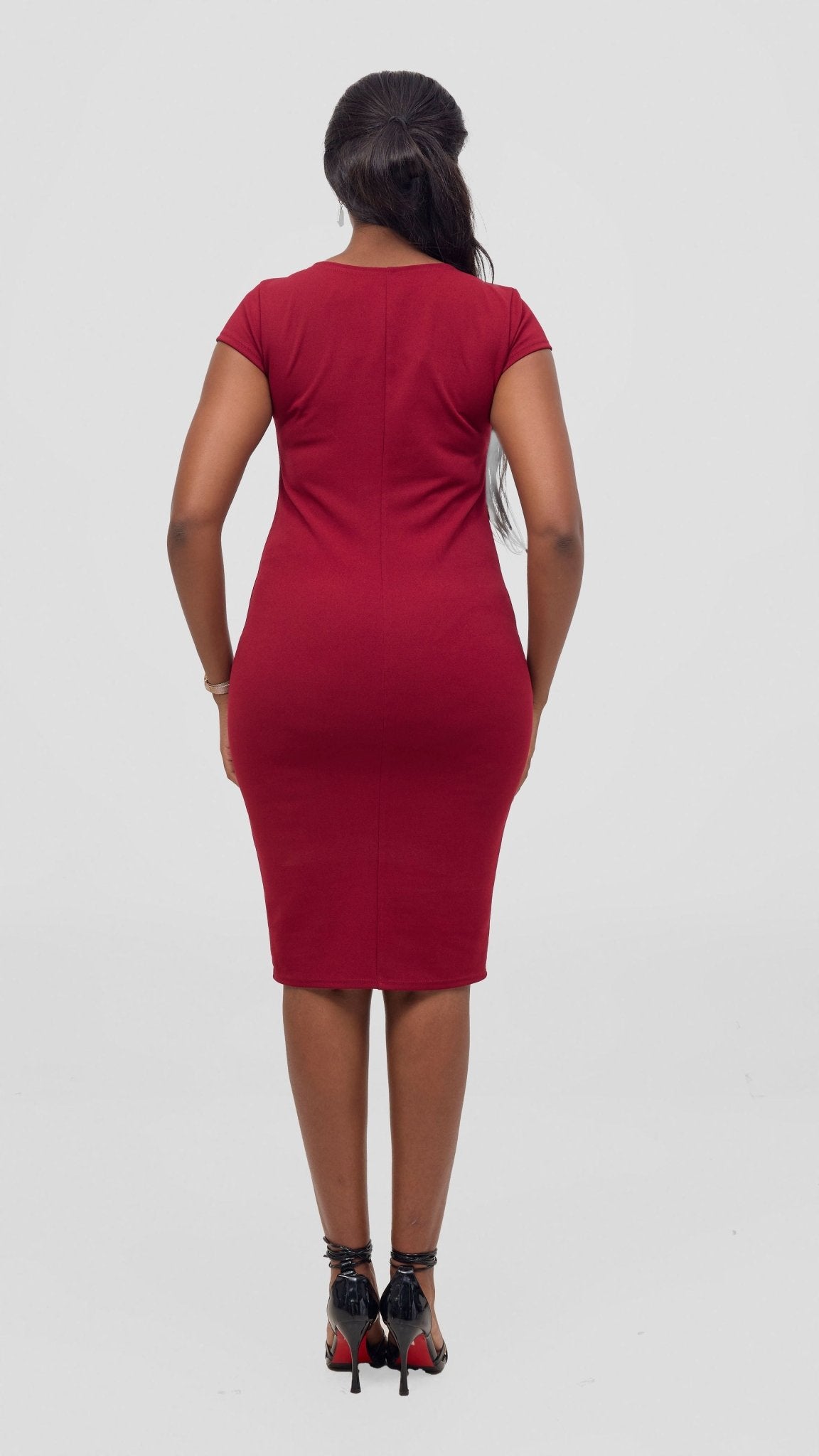Vivo Imara Cap Sleeve Sheath Dress - Red - Shopzetu