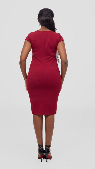 Vivo Imara Cap Sleeve Sheath Dress - Red - Shopzetu