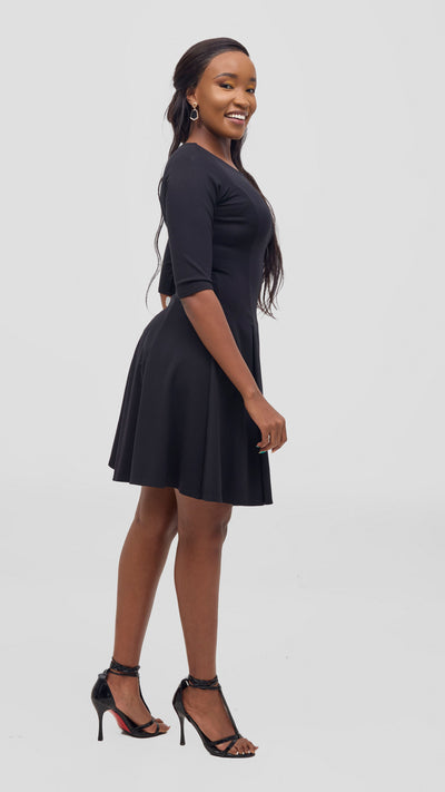 Vivo Aleri A-Line Pleated Dress - Black