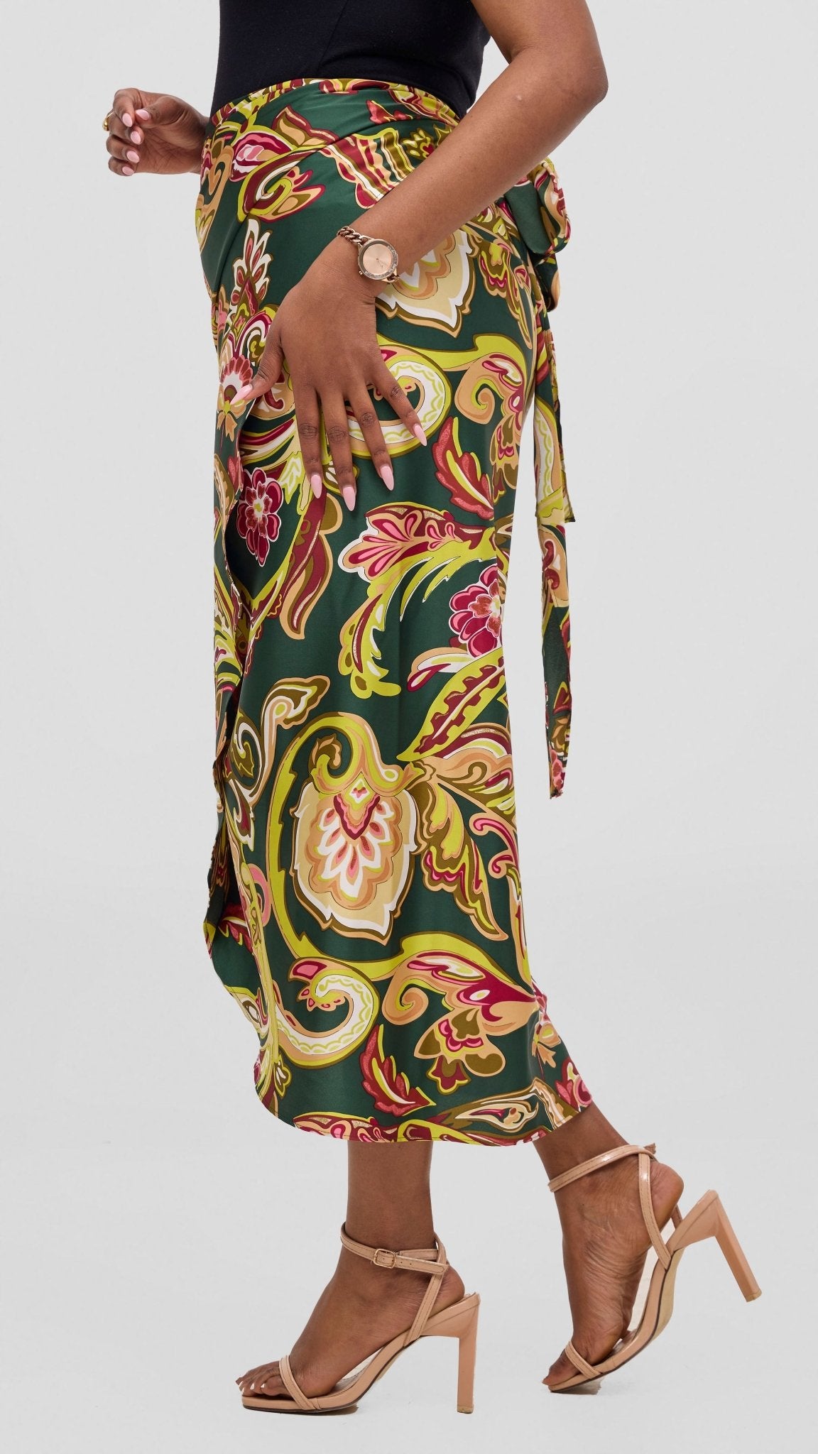 Vivo Sarong Skirt - Dark Green / Hunters Print - Shopzetu