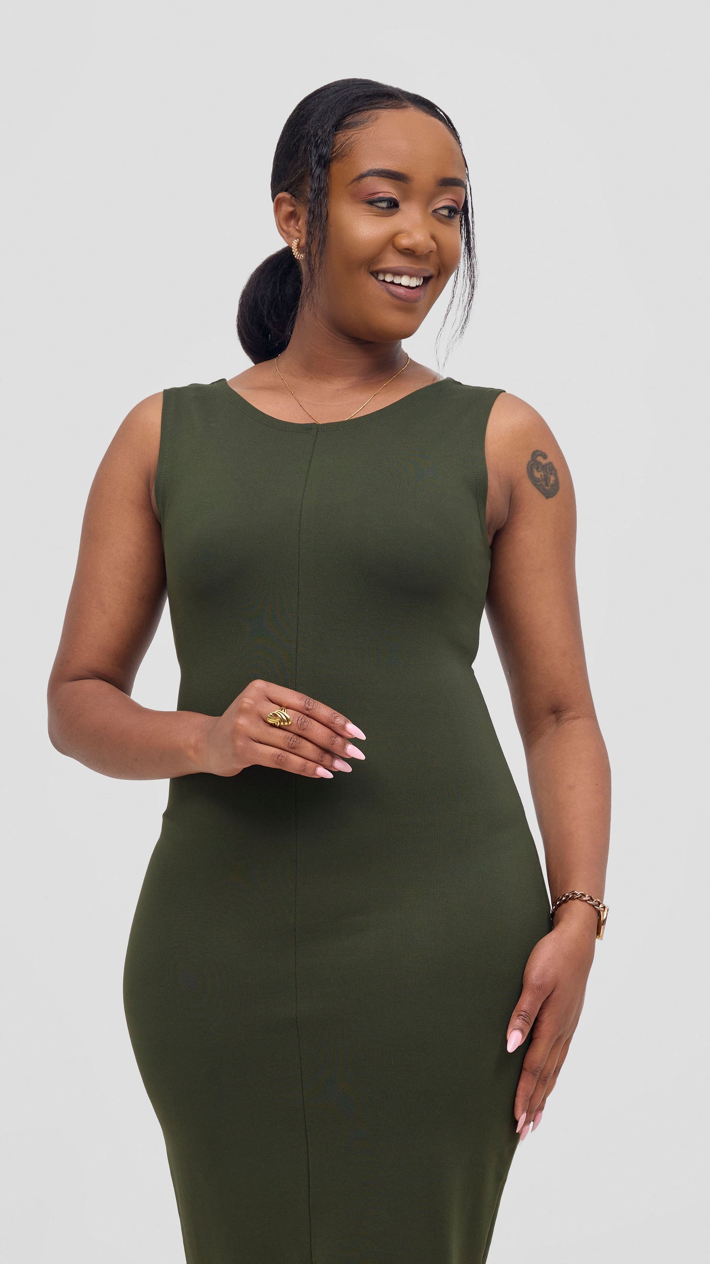 Vivo Aleri Front Slit Sheath Dress - Hunters