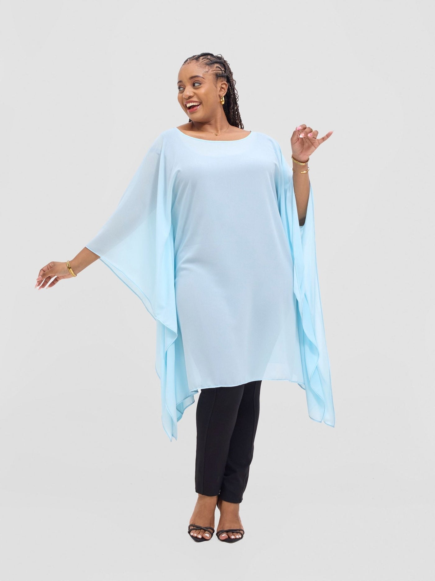 Vivo Basic Destiny Chiffon Top - Light Blue - Shopzetu
