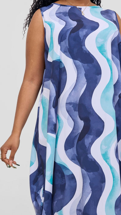 Vivo Seli Maxi Dress - SeaGreen / Navy Loura Print - Shopzetu