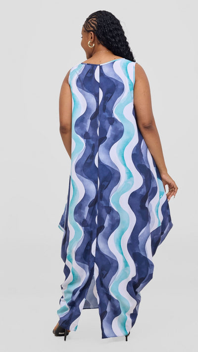 Vivo Seli Maxi Dress - SeaGreen / Navy Loura Print - Shopzetu