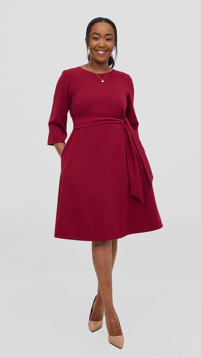 Vivo Imara 3/4 Sleeve Tent Dress - Red - Shopzetu