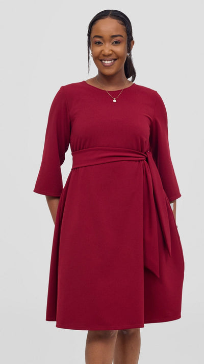 Vivo Imara 3/4 Sleeve Tent Dress - Red - Shopzetu