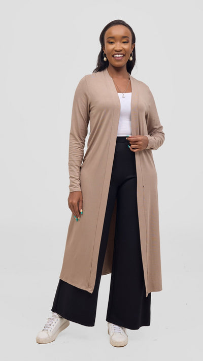 Safari Long Sleeve Waterfall - Dark Tan - Shopzetu