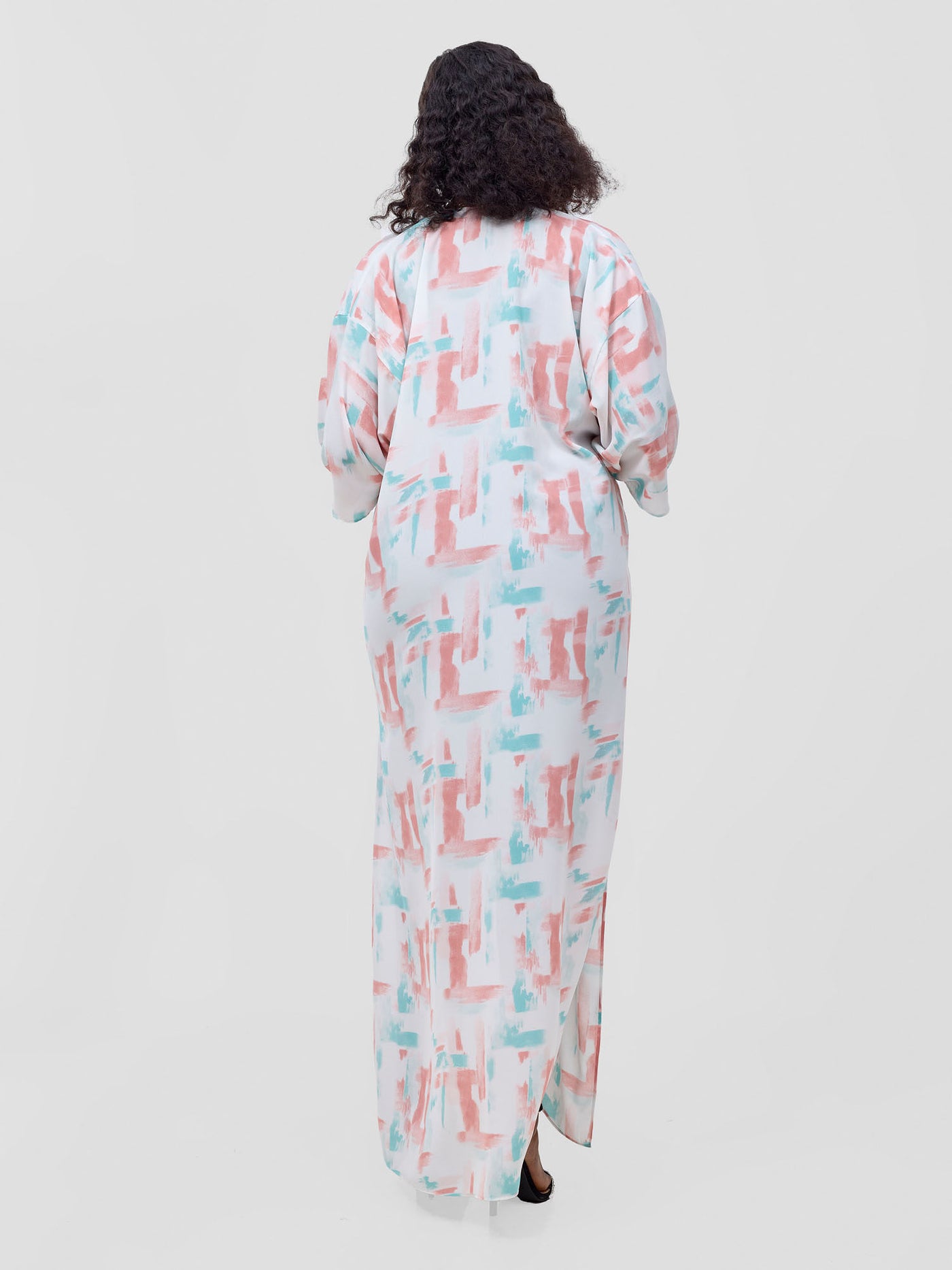 Vivo Basic Nandi A-Line Kimono - Coral / Green Esti Print
