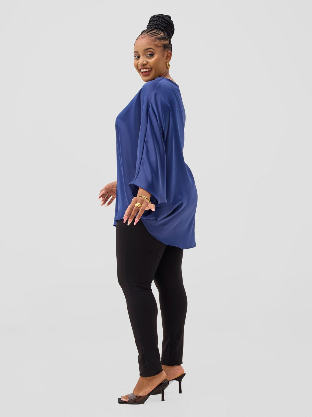 Vivo Yene Asymmetrical Cape Top - Navy - Shopzetu