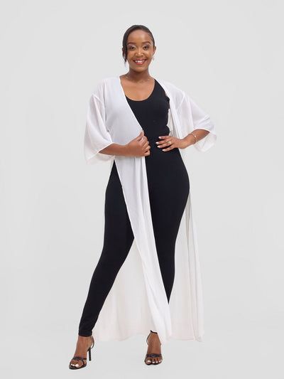 Vivo Basic Nandi High Slit Kimono - White - Shopzetu