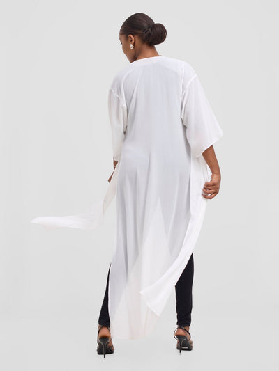 Vivo Basic Nandi High Slit Kimono - White - Shopzetu