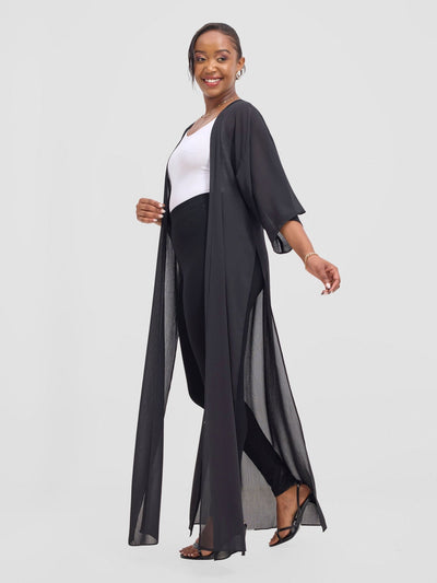 Vivo Basic Nandi High Slit Kimono - Black - Shopzetu