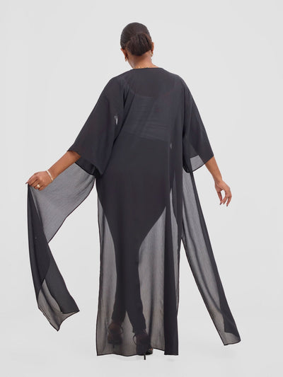 Vivo Basic Nandi High Slit Kimono - Black - Shopzetu