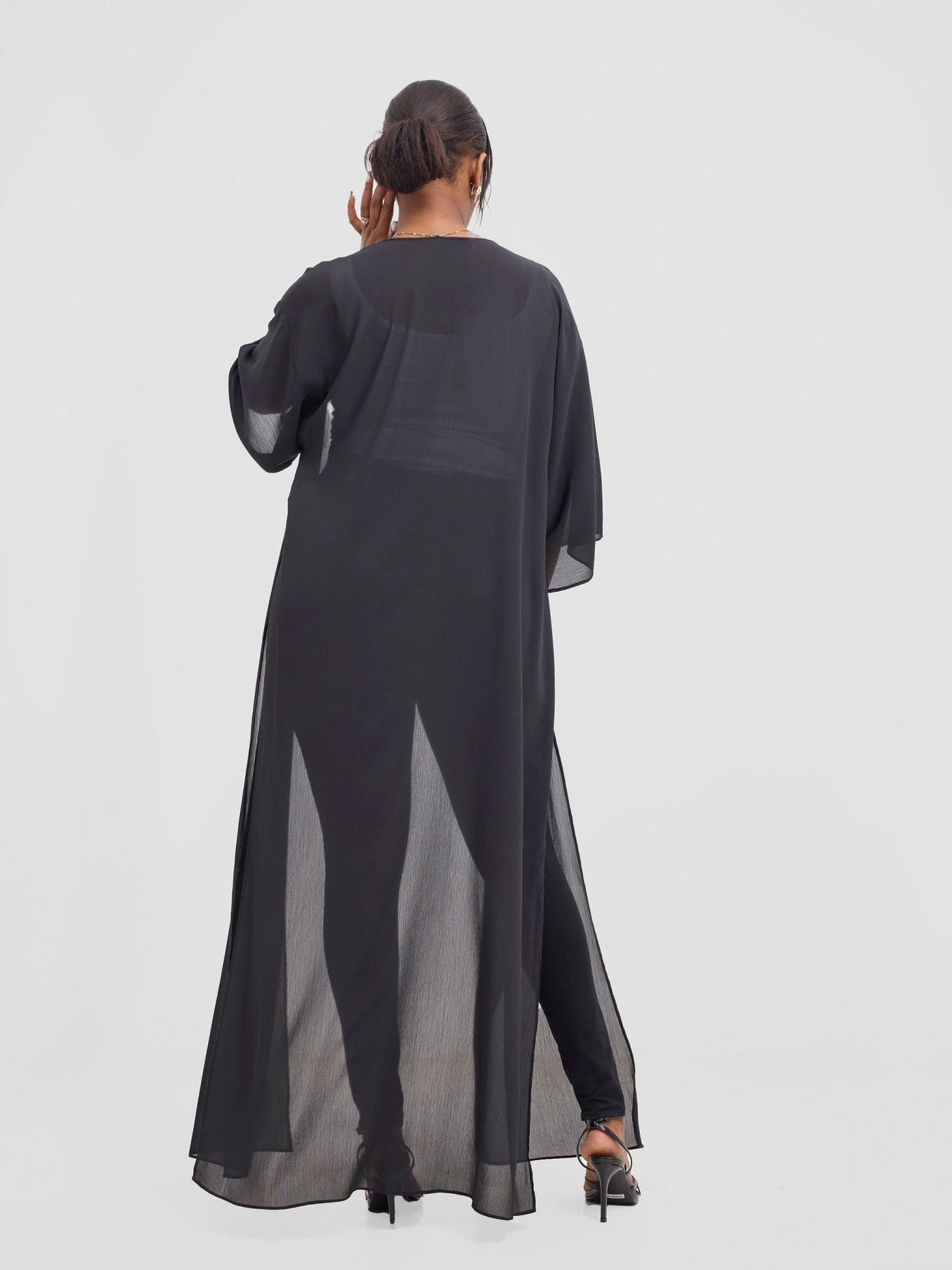 Vivo Basic Nandi High Slit Kimono - Black - Shopzetu