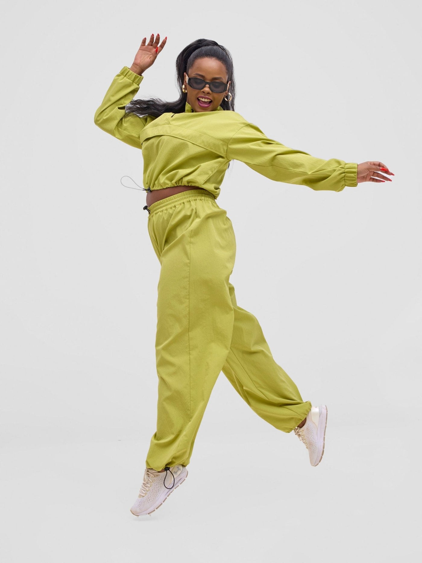 Zoya Vasha Track Pants With Pockets - Light Olive - Shopzetu