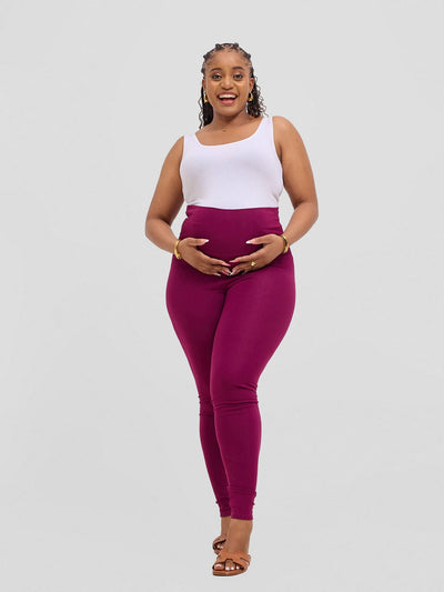 Vivo Basic Maternity Leggings - Burgundy - Shopzetu