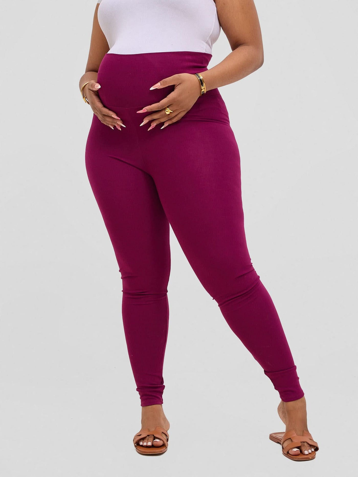Vivo Basic Maternity Leggings - Burgundy