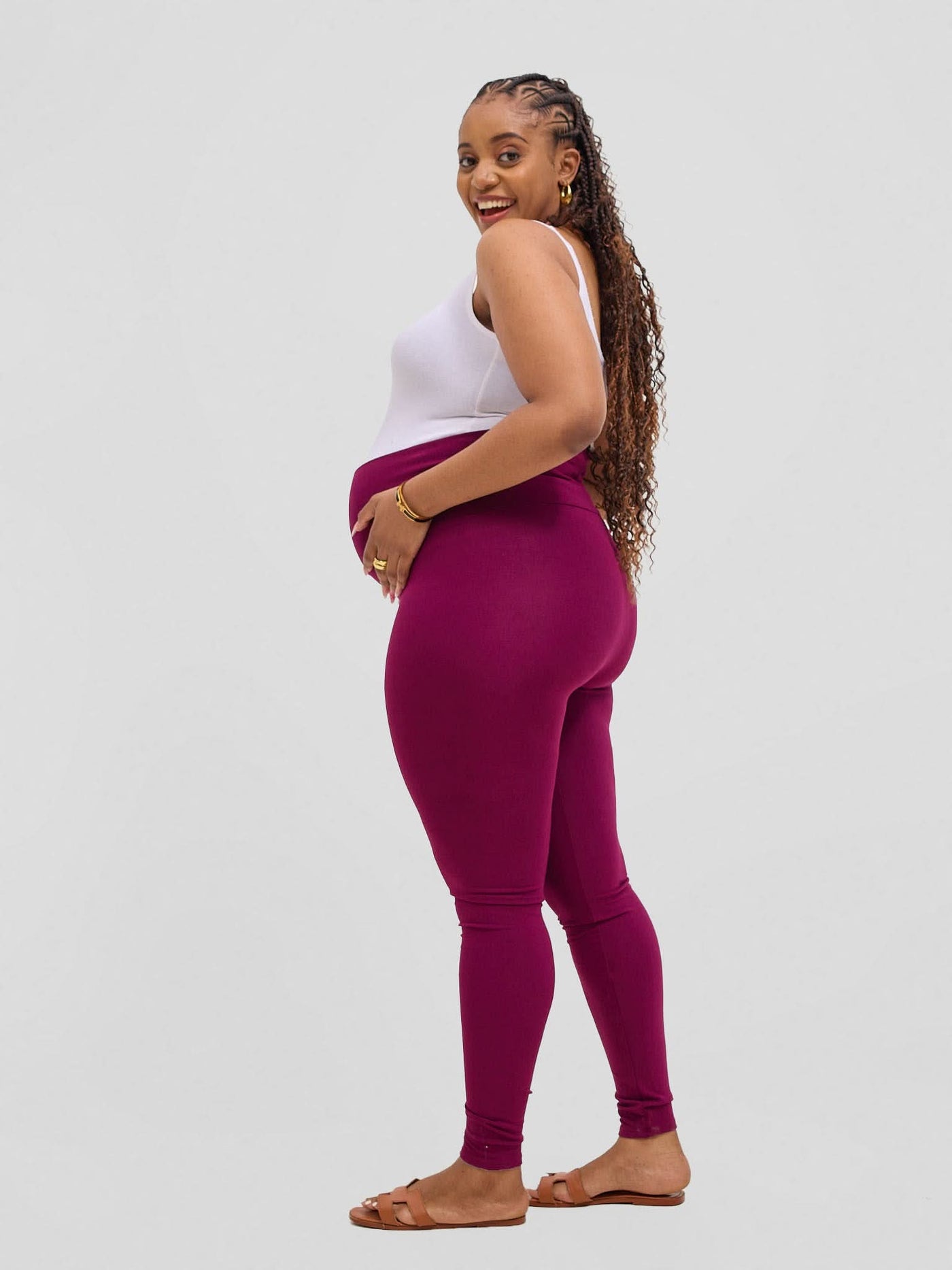 Vivo Basic Maternity Leggings - Burgundy - Shopzetu