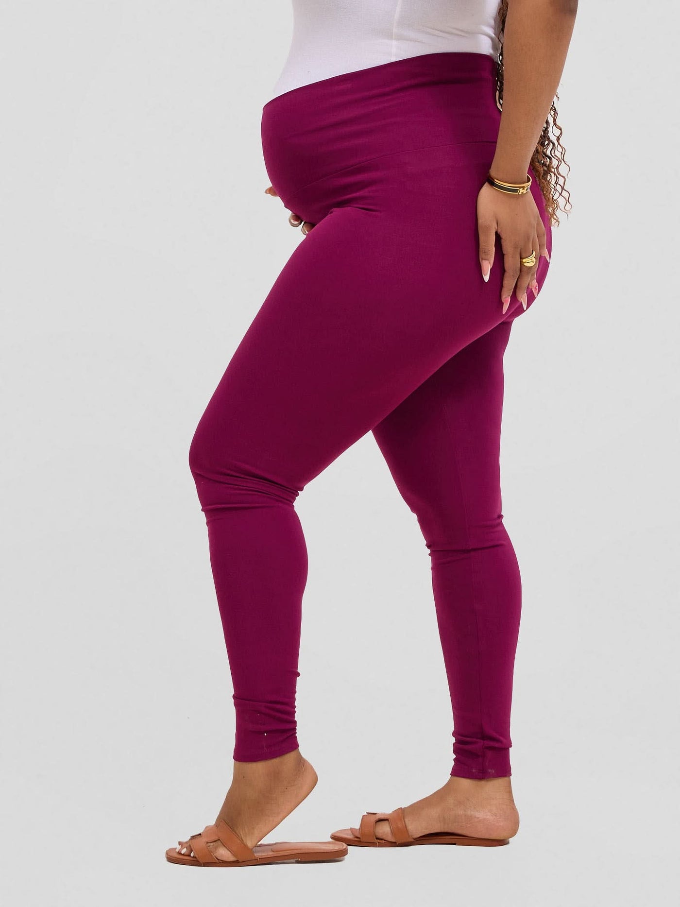 Vivo Basic Maternity Leggings - Burgundy - Shopzetu