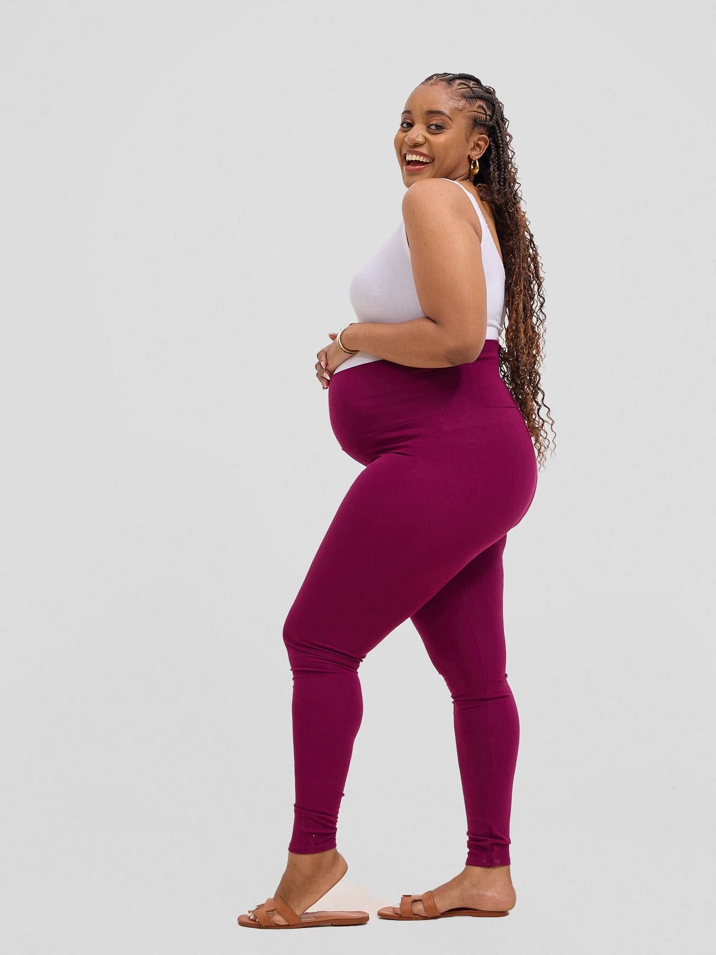 Vivo Basic Maternity Leggings - Burgundy