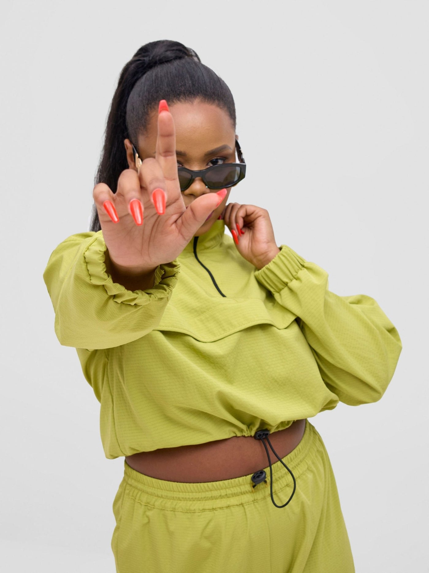 Zoya Vasha Midriff Jacket - Light Olive - Shopzetu