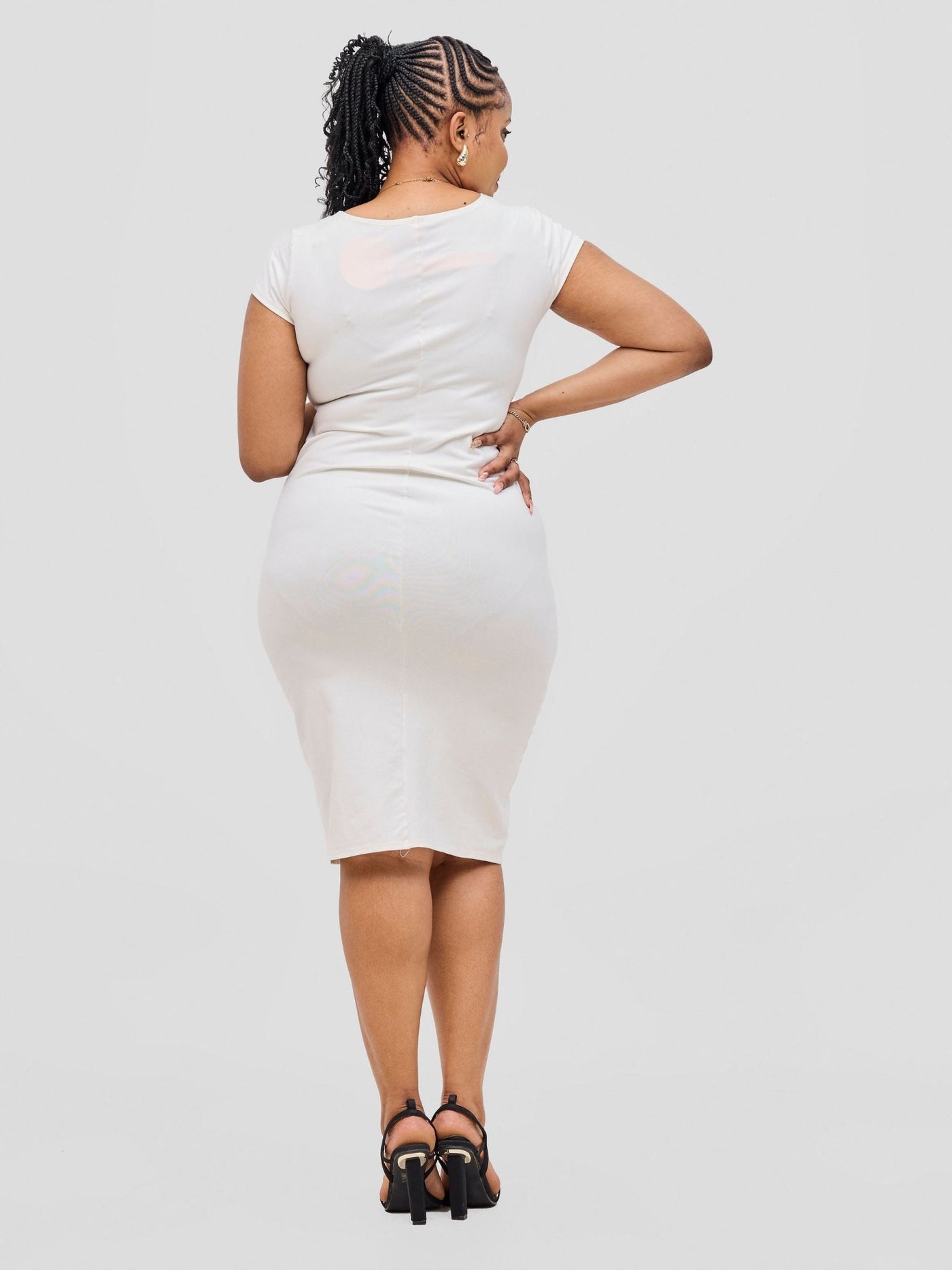 Vivo Basic Cap Sleeve Bodycon - Off white - Shopzetu