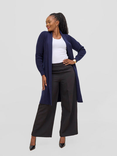 Vivo Long Sleeve Midi Waterfall - Navy Blue - Shopzetu