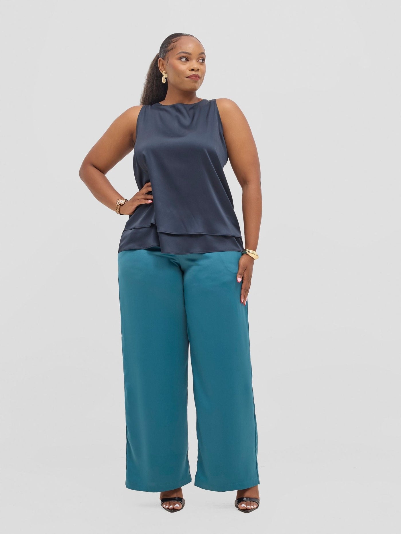 Vivo Yene Layered Top - Dark Teal - Shopzetu