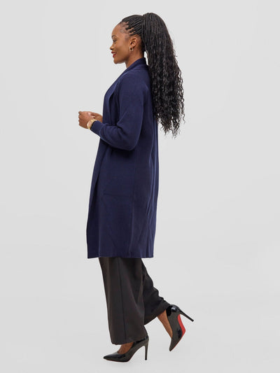 Vivo Long Sleeve Midi Waterfall - Navy Blue - Shopzetu