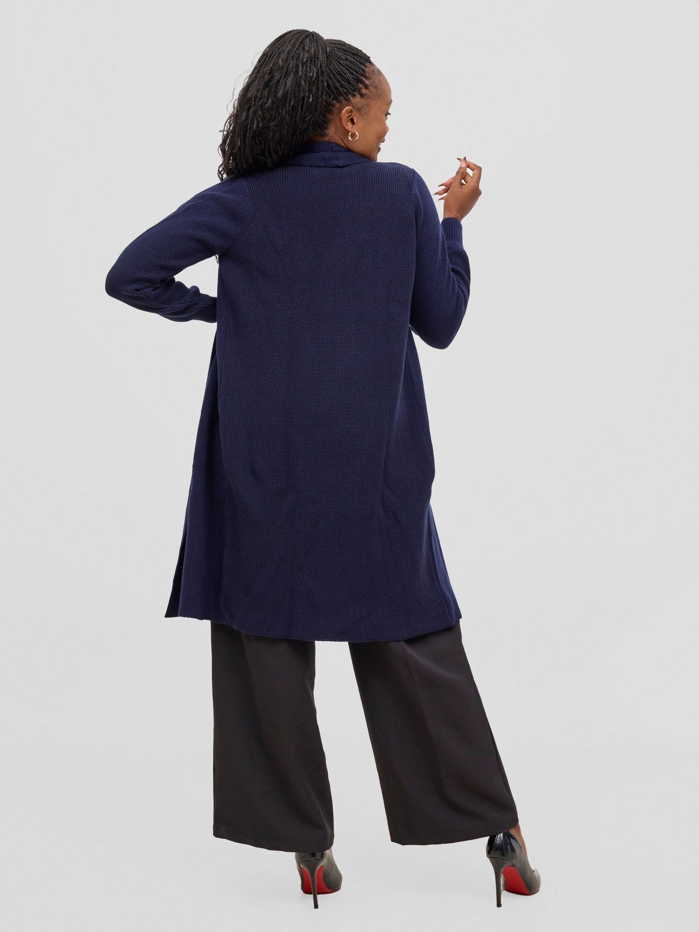 Vivo Long Sleeve Midi Waterfall - Navy Blue - Shopzetu