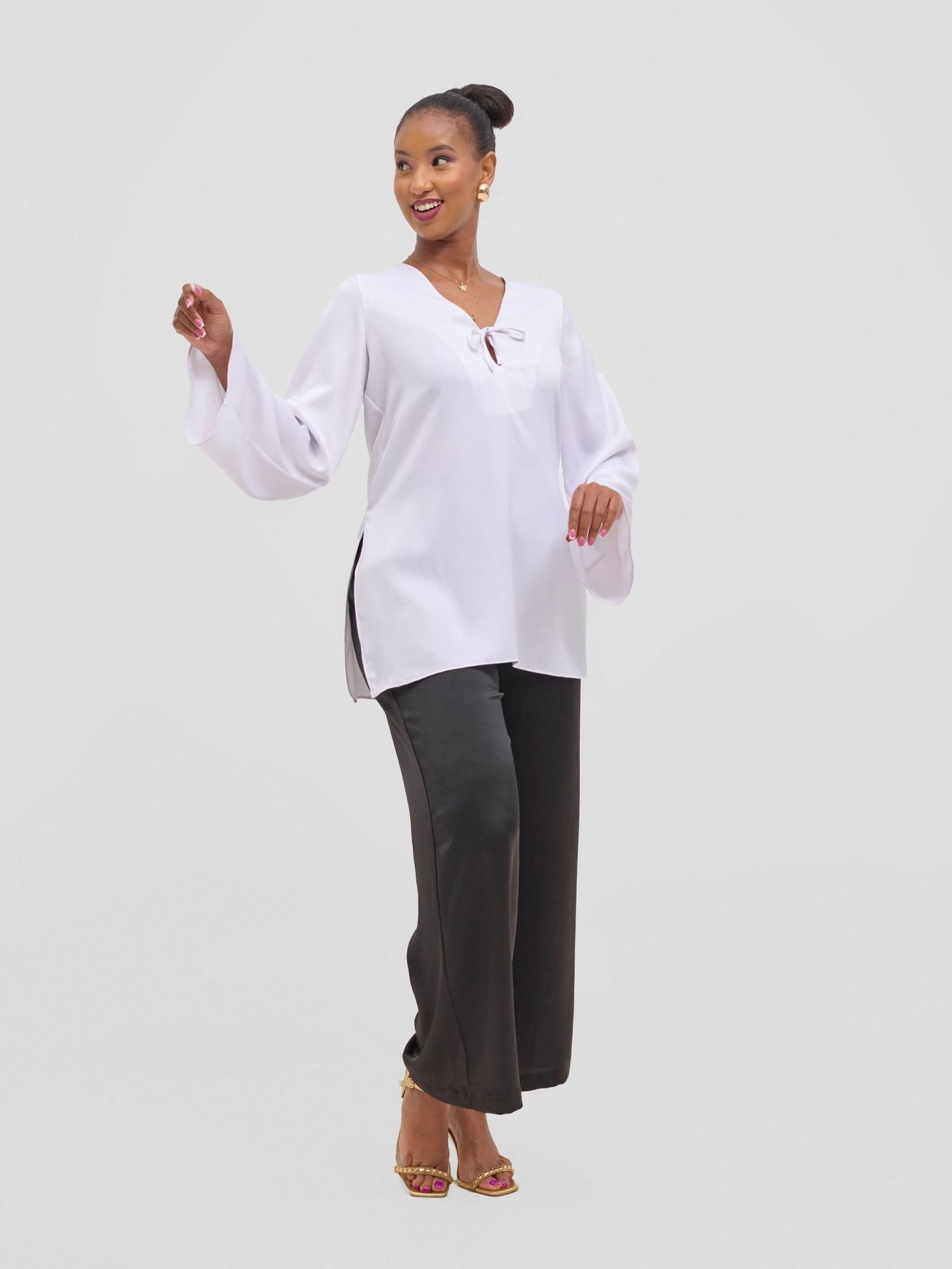 Vivo Seli Wide Leg Pants - Black - Shopzetu