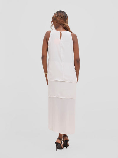 Vivo Yene Layered Midi Dress - White - Shopzetu