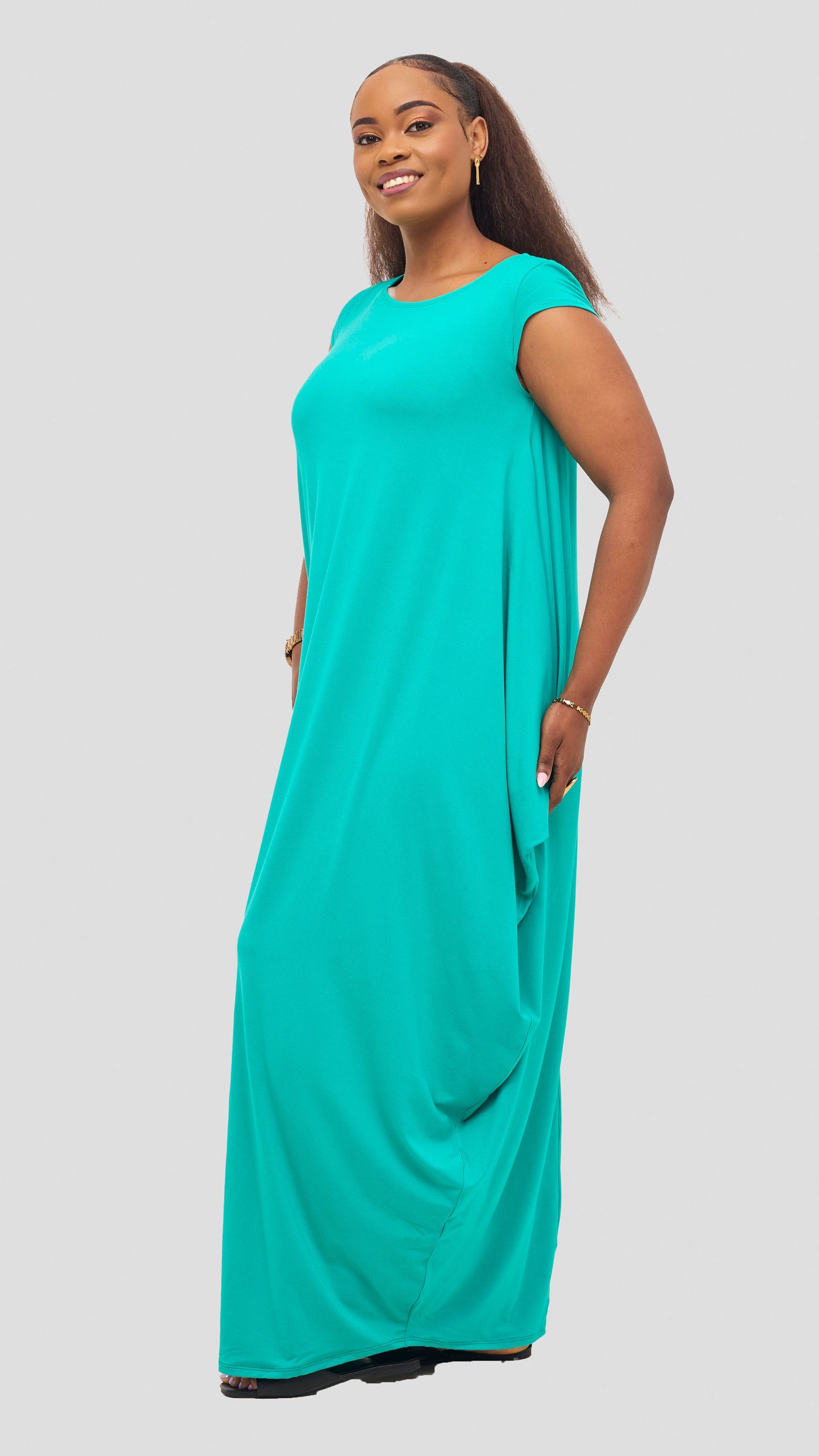 Vivo Cap Sleeve Salma Maxi Dress - Sea Green