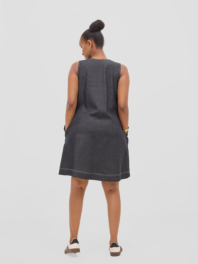 Vivo Seli V - Neck Length Dress - Black - Shopzetu