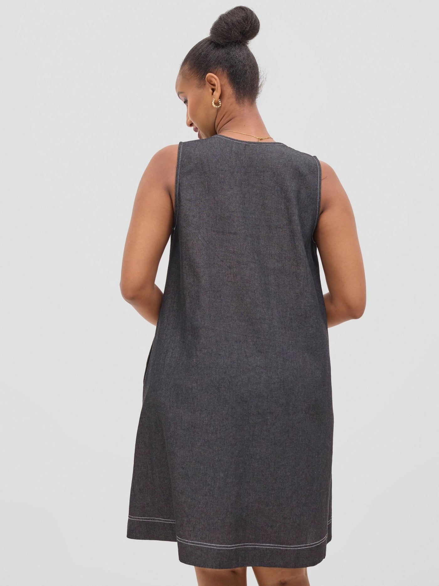Vivo Seli V - Neck Length Dress - Black - Shopzetu