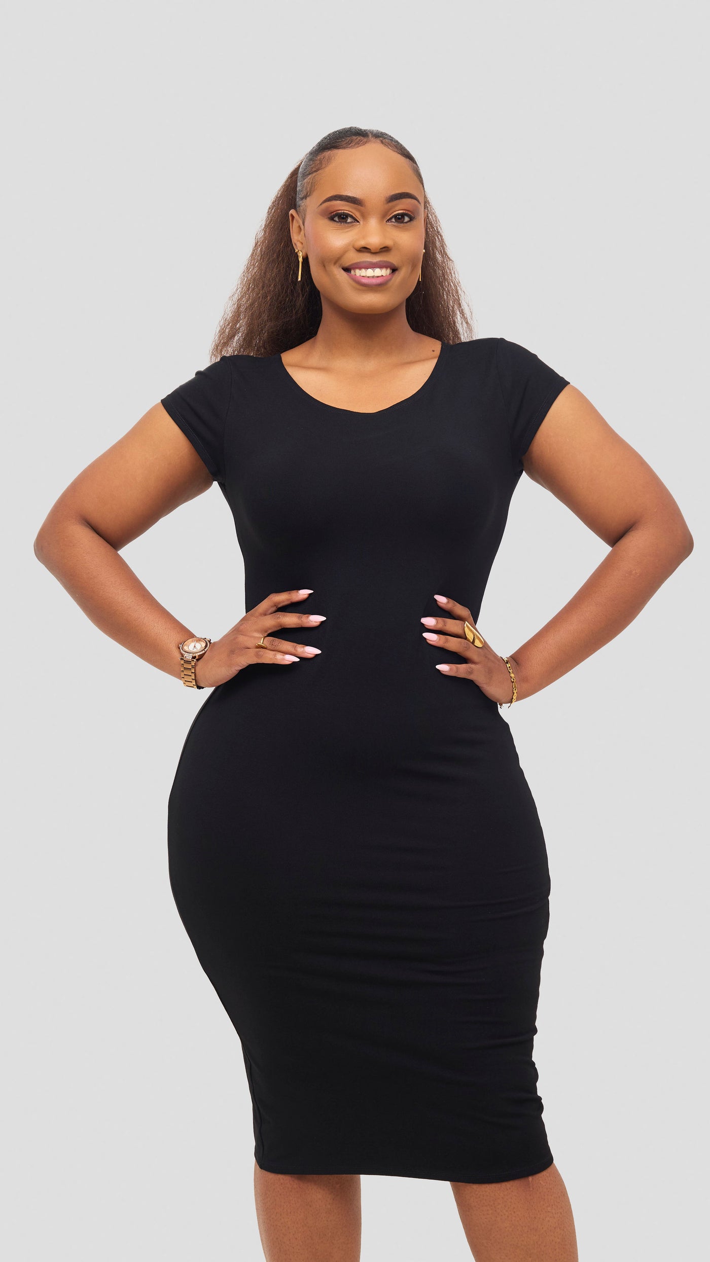 Vivo Basic Cap Sleeve Bodycon - Black