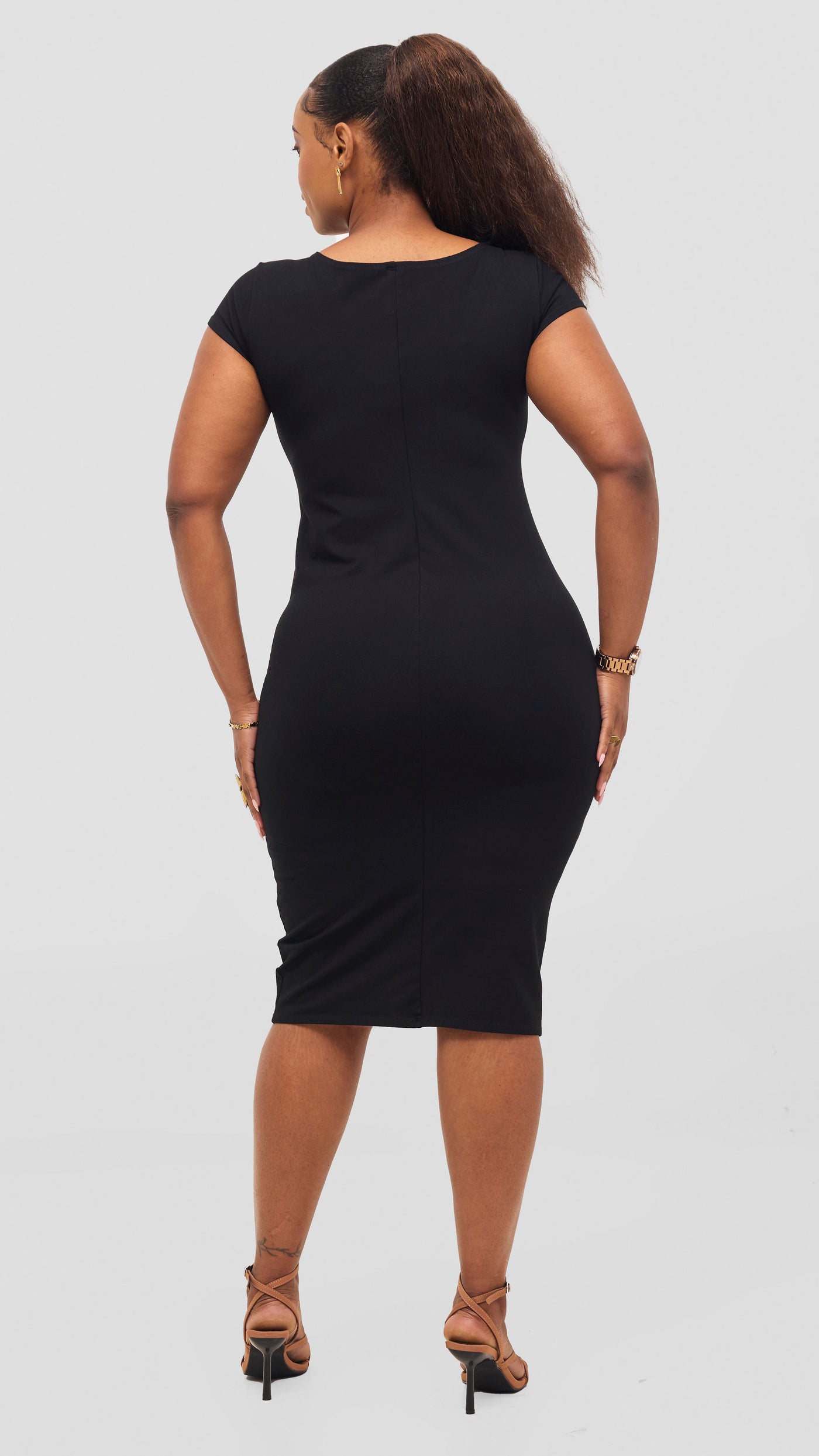 Vivo Basic Cap Sleeve Bodycon - Black