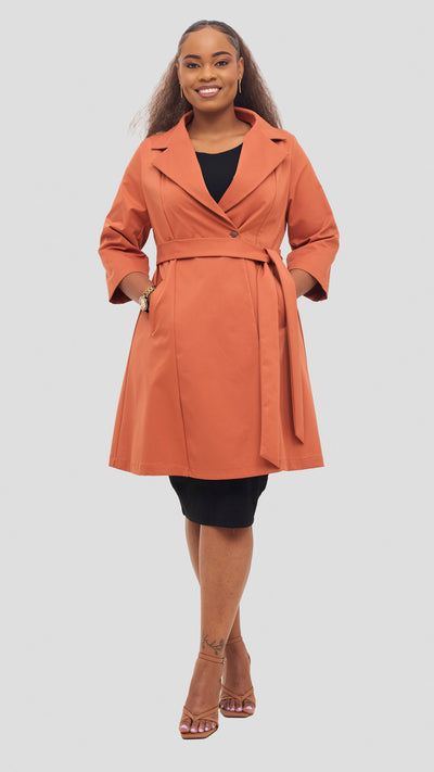 Vivo Aleri Trench Coat Dress - Rust