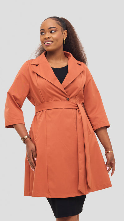 Vivo Aleri Trench Coat Dress - Rust