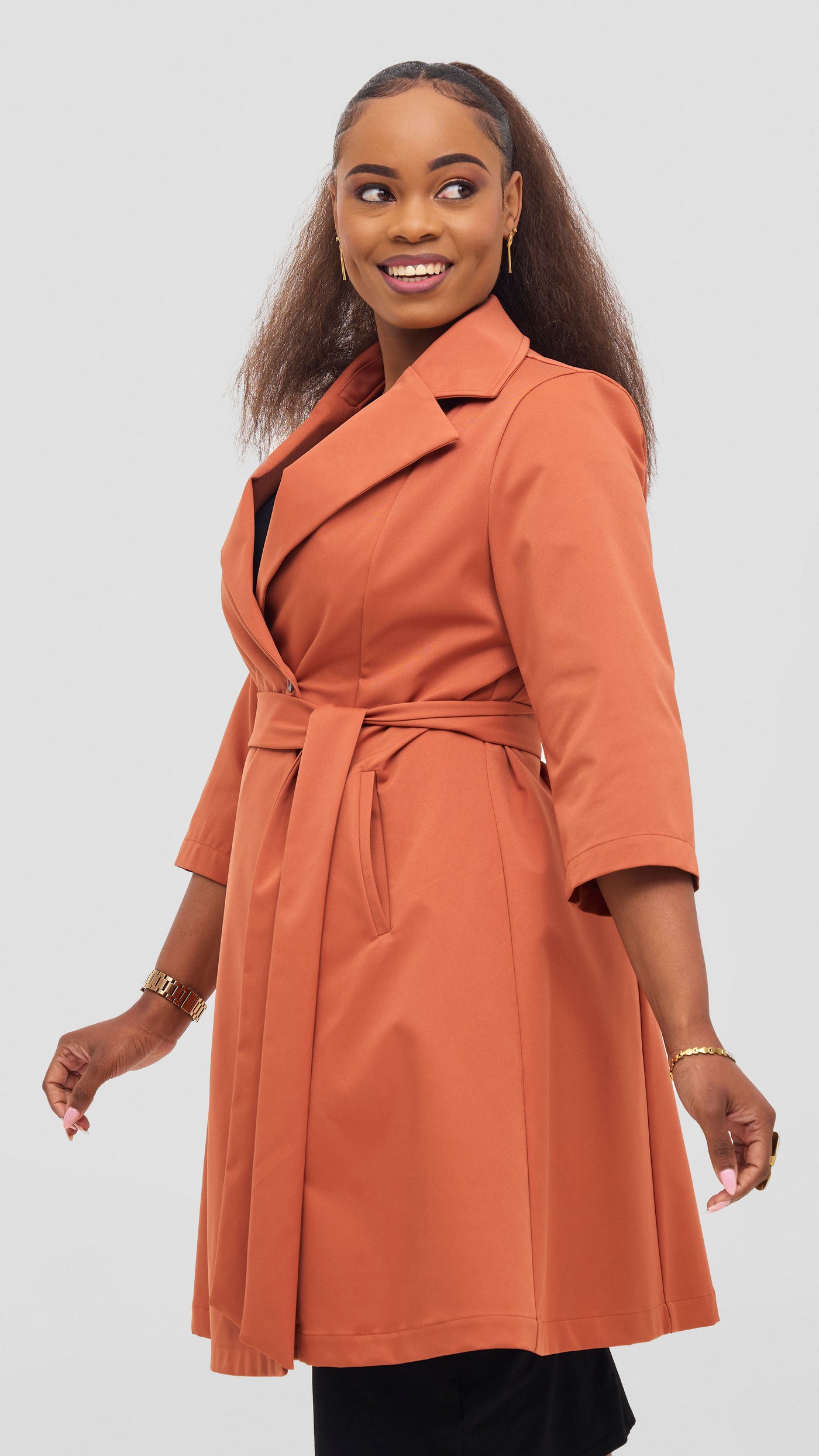 Vivo Aleri Trench Coat Dress - Rust