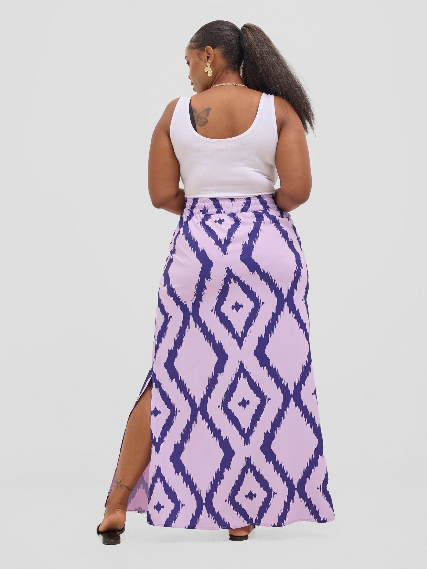 Vivo Seli Maxi Skirt - Lilac / Navy Esli Print - Shopzetu