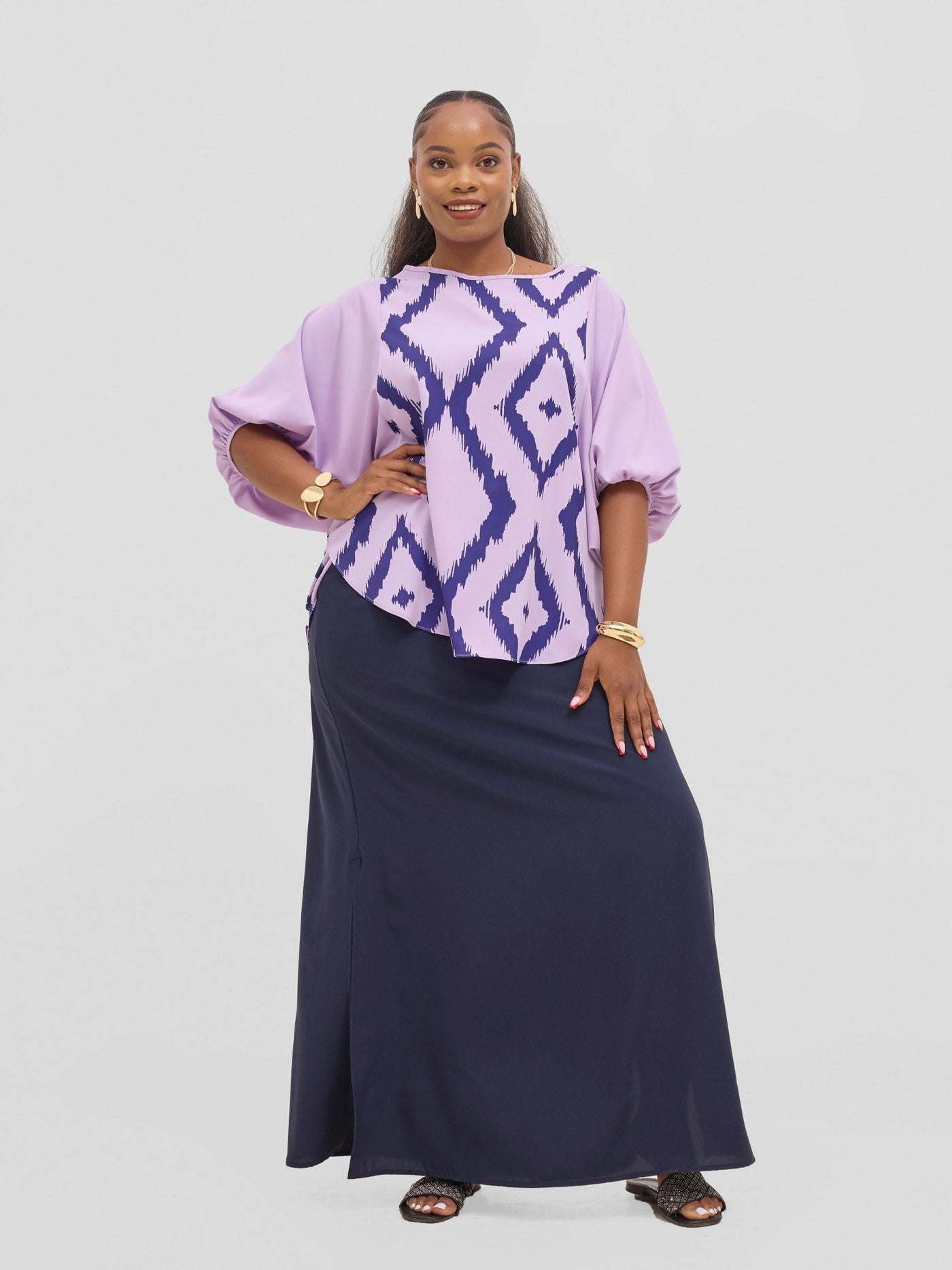 Vivo Seli Maxi Skirt - Navy Blue - Shopzetu