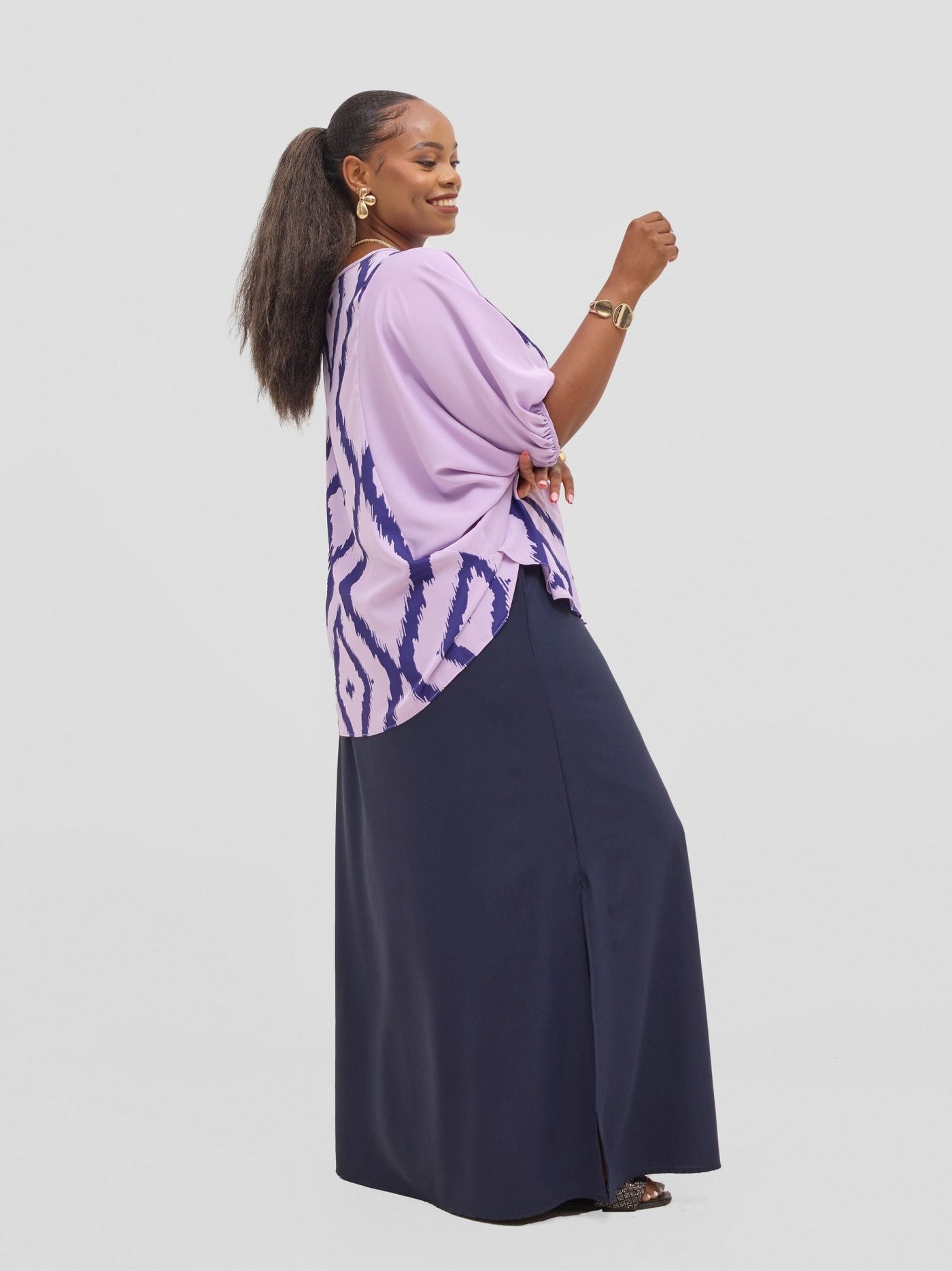 Vivo Seli Maxi Skirt - Navy Blue - Shopzetu