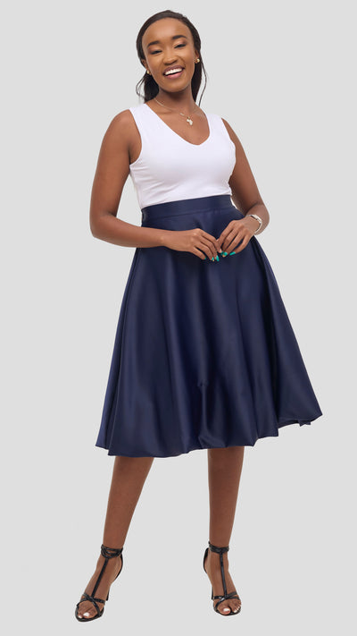 Vivo Iyana Bubble Midi Skirt - Navy